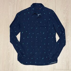 3/$10 Sports B. Vintage Dark Blue Shirt with Green Star Pattern